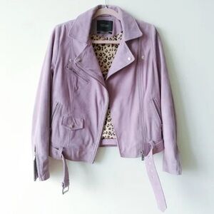 Biker Moto Faux Suede Jacket Lavender Women’s Small